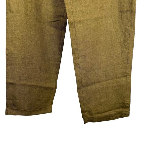 Eileen Fisher Pants Womens Large Olive Green Heavy Linen Straight Leg Natural - Picture 4 of 11